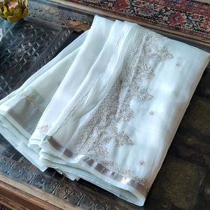 Stunning pale blue net saree/sari